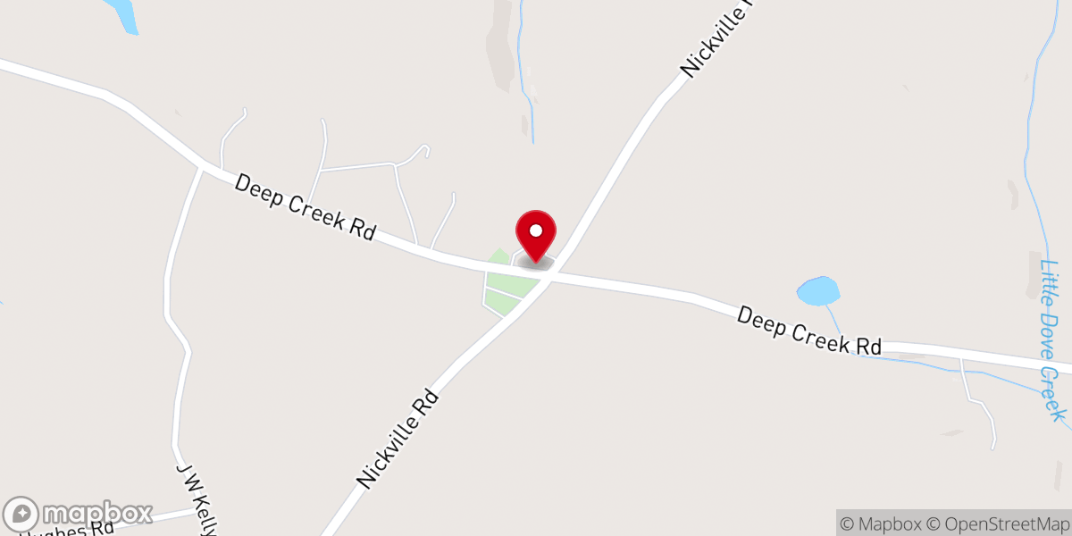Map showing location of Deep Creek Baptist Church