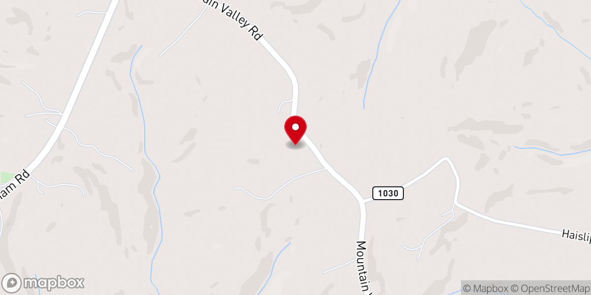 Map showing location of Mountain Valley Baptist Church