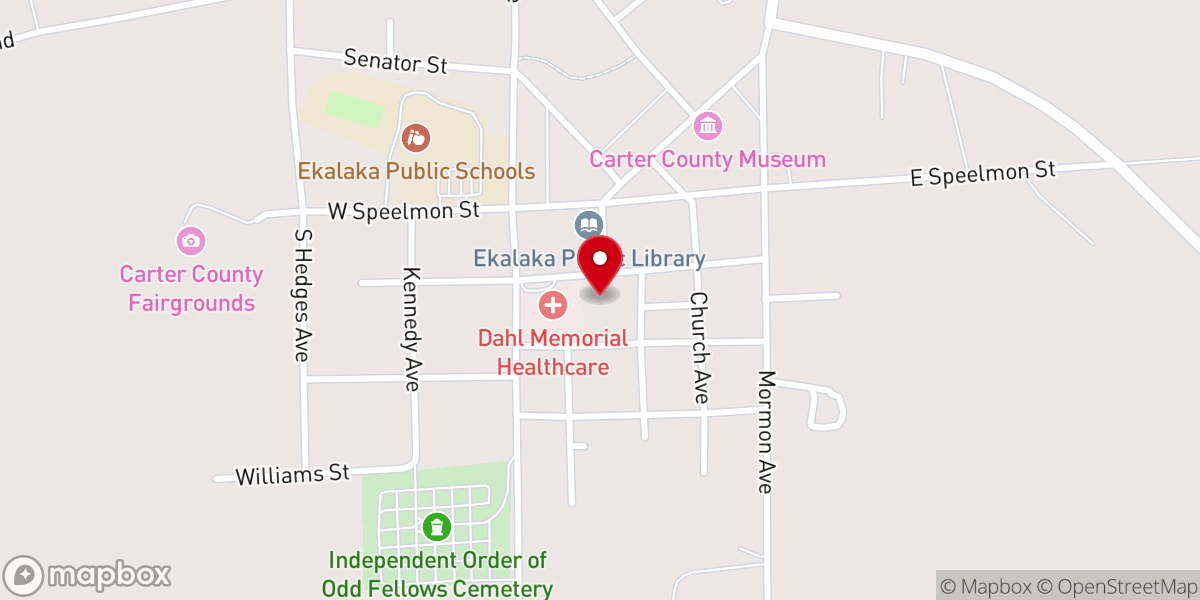 Map showing location of Carter County Courthouse