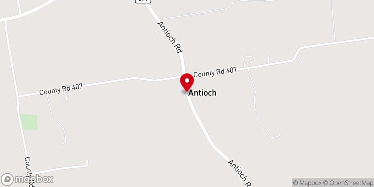 Map showing location of Antioch Baptist Church