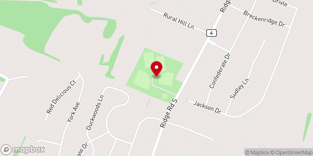 Map showing location of First Baptist Church, Ridge Road Campus