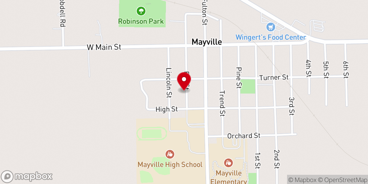 Map showing location of Mills Memorial Baptist Church