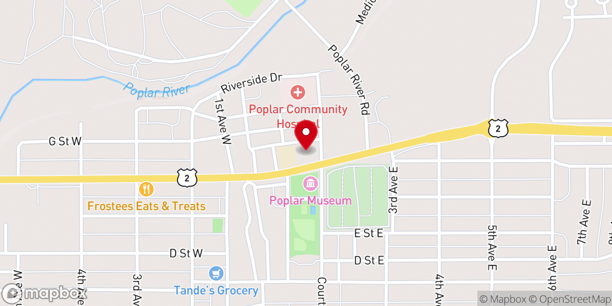 Map showing location of Poplar Cultural Center
