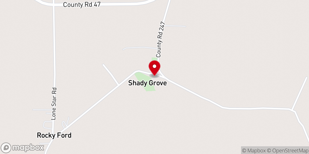 Map showing location of Shady Grove Baptist Church