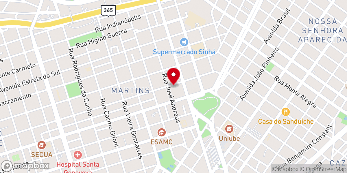 Map showing location of Local de Reuniões da Igreja em Uberlândia