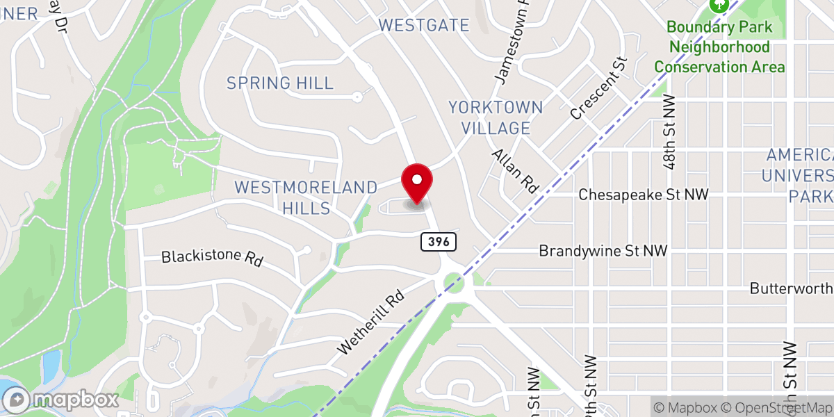 Map showing location of Washington Baptist Church