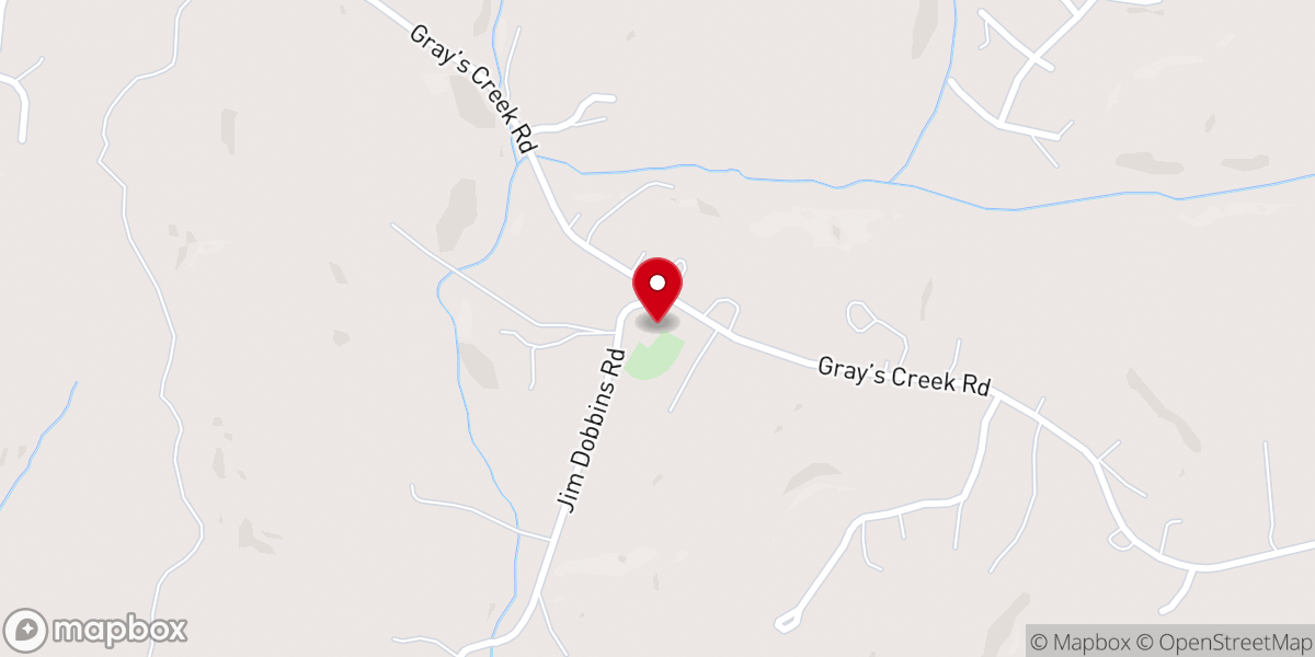 Map showing location of Grays Creek Baptist Church
