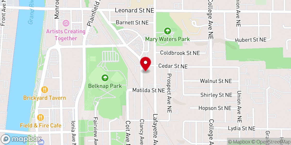 Map showing location of Transformation Community Church Grand Rapids, Michigan