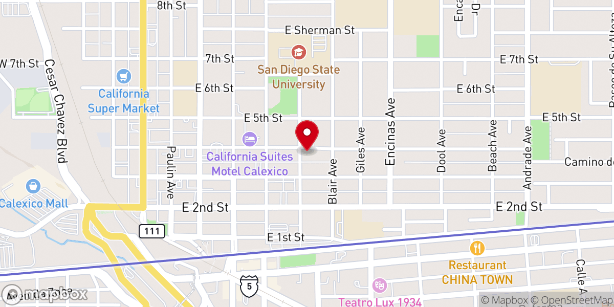 Map showing location of Calexico Neighborhood House (CNH)