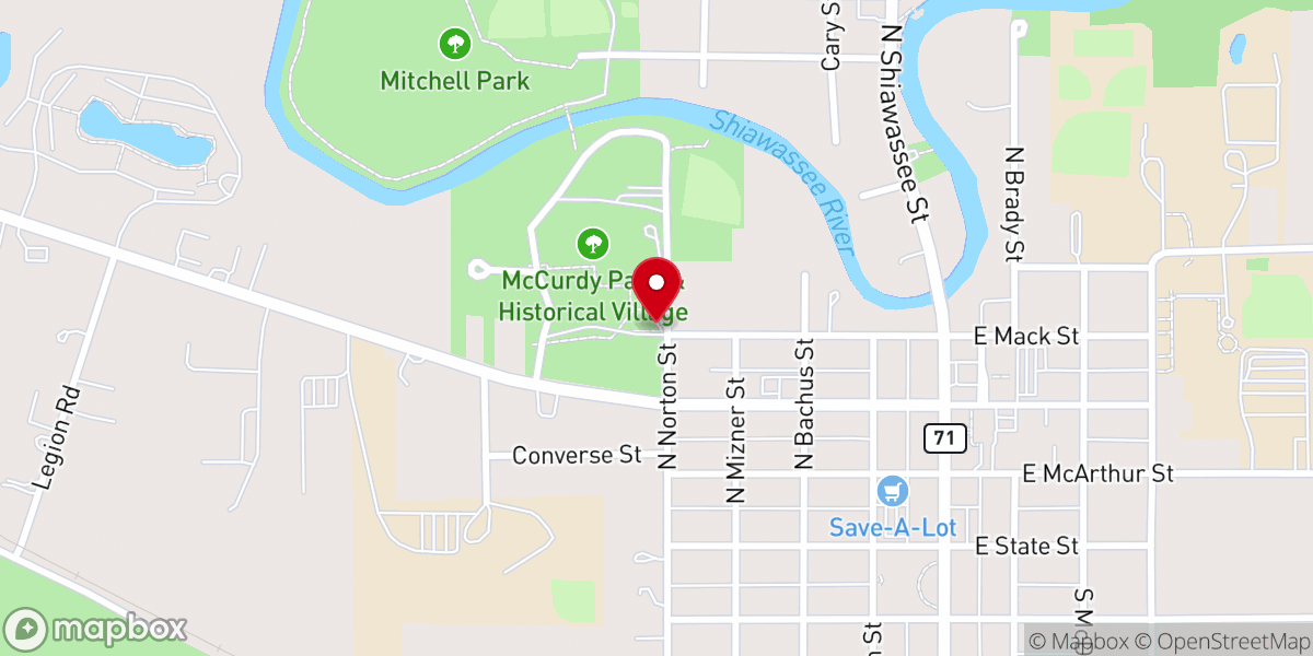 Map showing location of McCurdy Park