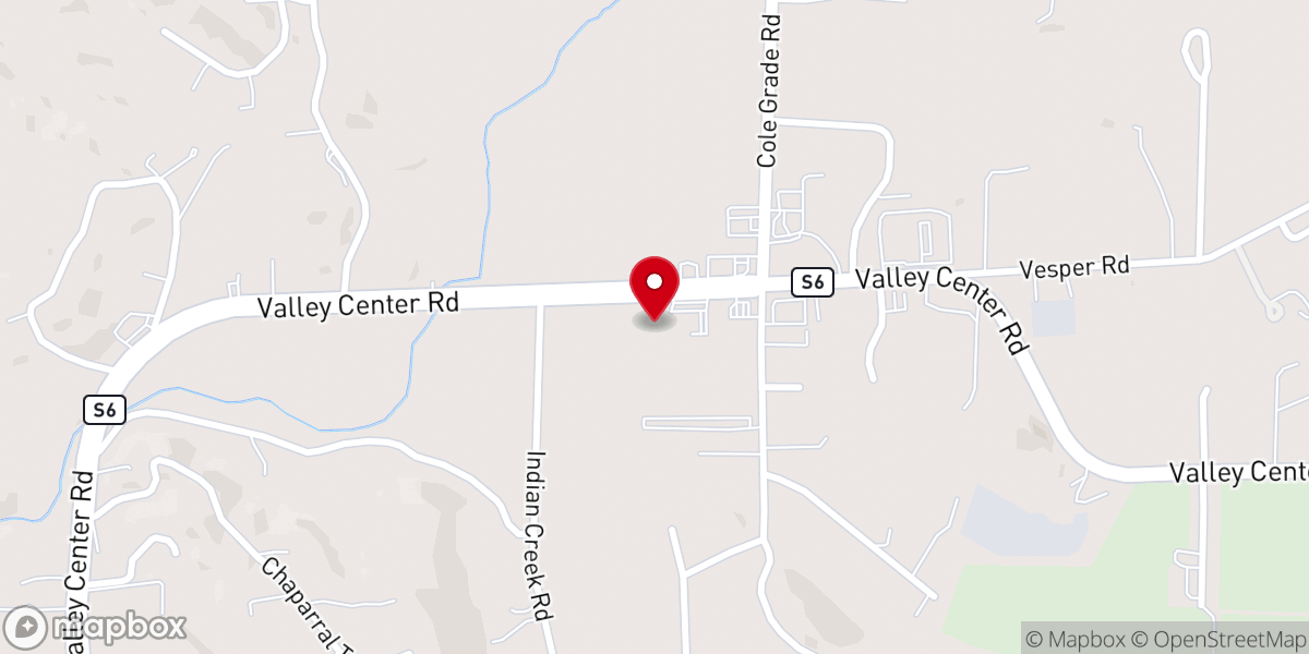 Map showing location of Calvary Chapel Valley Center