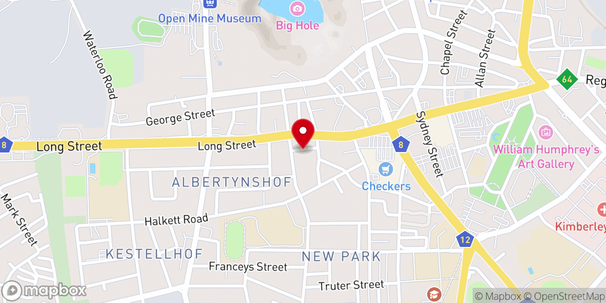 Map showing location of NG KERK Kimberley