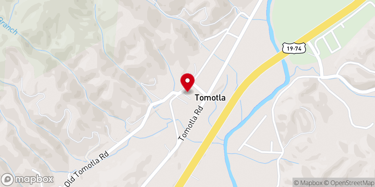 Map showing location of Tomotla Baptist Church