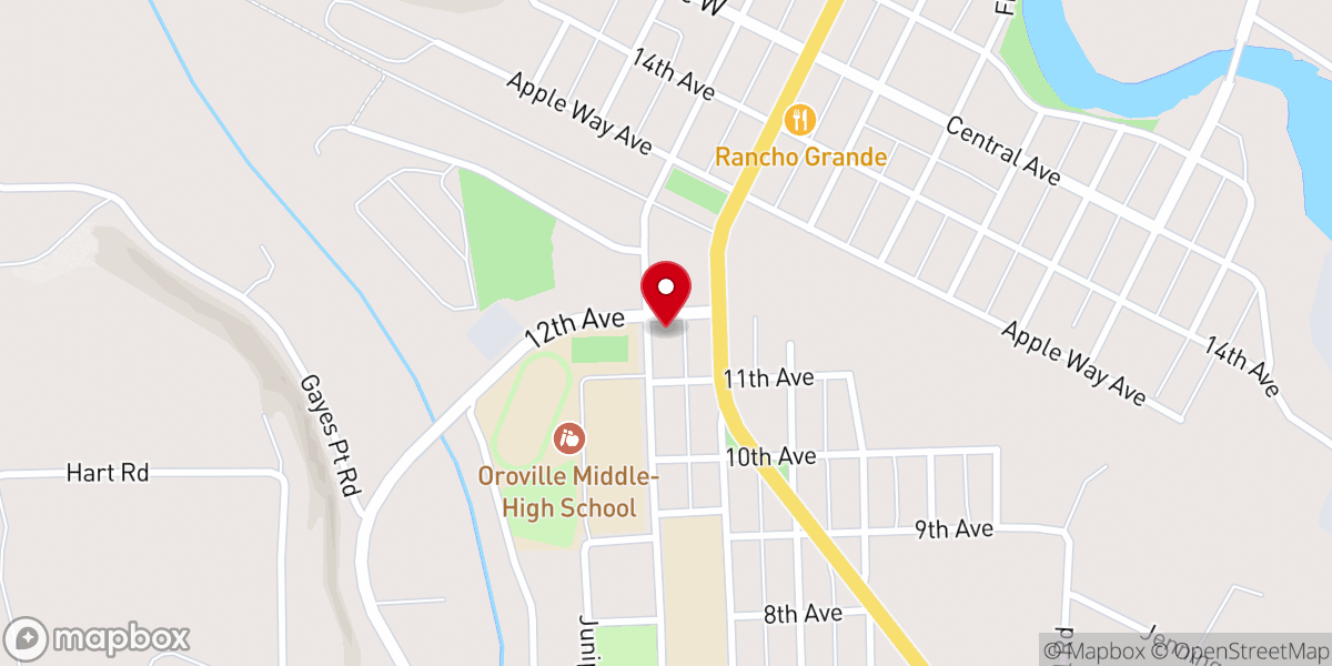 Map showing location of Oroville Church of Christ