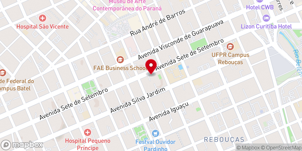 Map showing location of Igreja Metodista Central em Curitiba