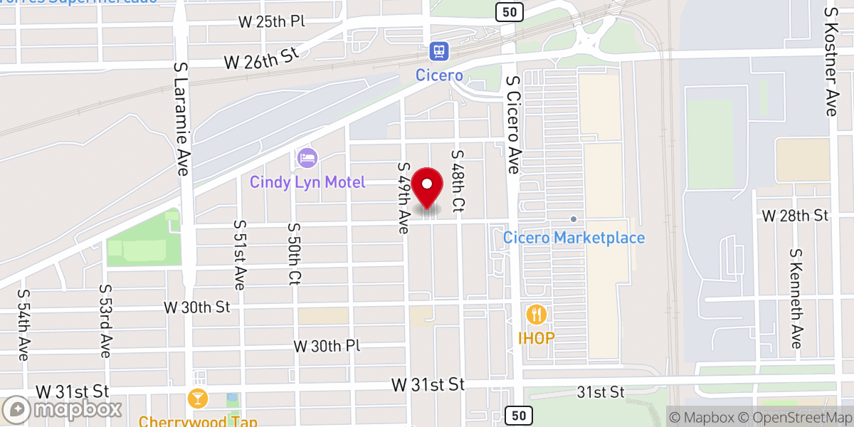 Map showing location of Old Saint Dionysius Catholic Church, Cicero