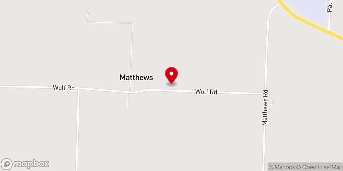 Map showing location of Matthew's Baptist Church