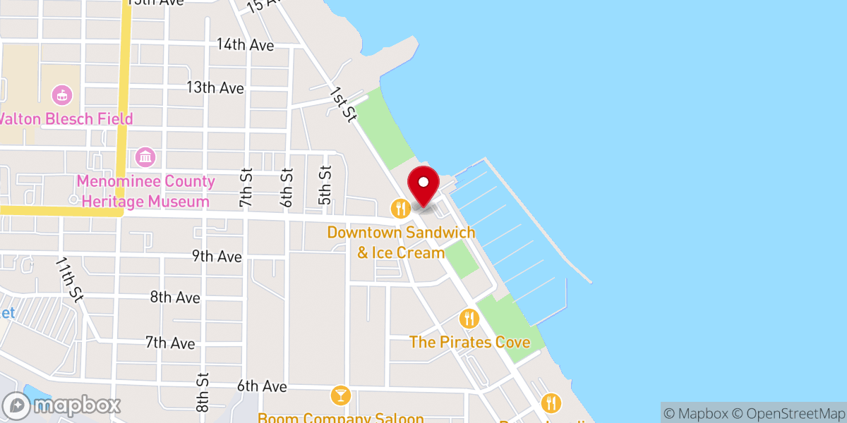 Map showing location of Menominee Historical Marker