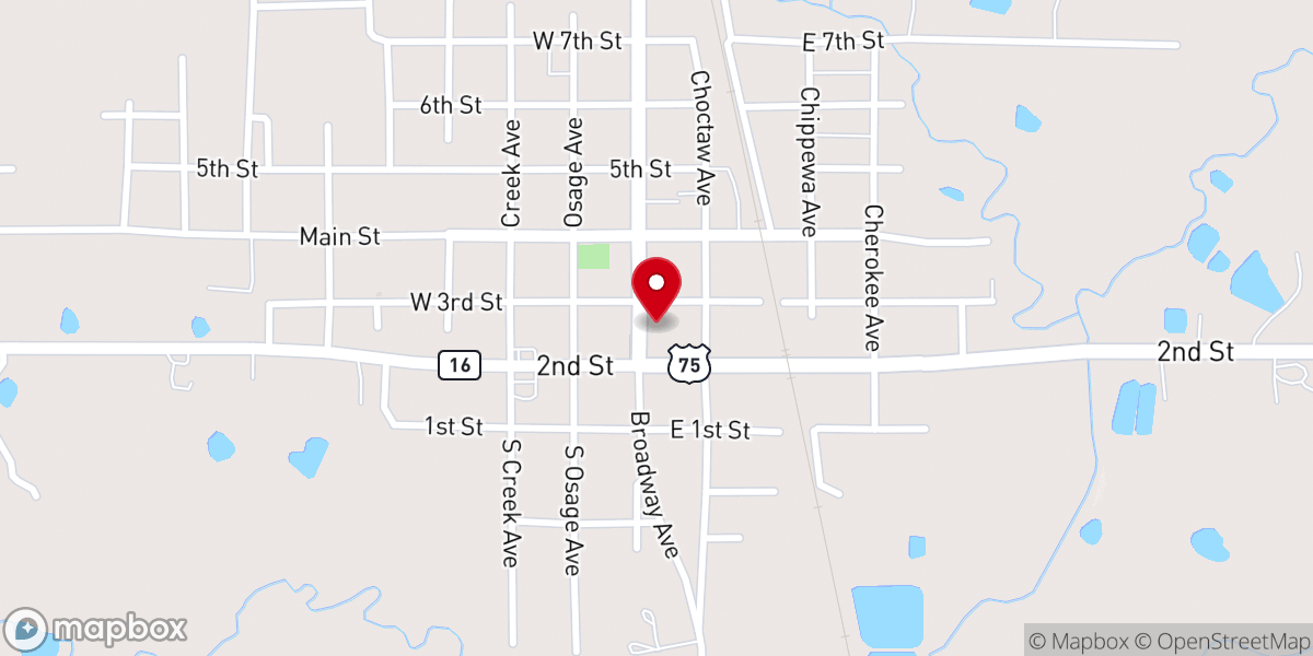 Map showing location of BEGGS CITY HALL