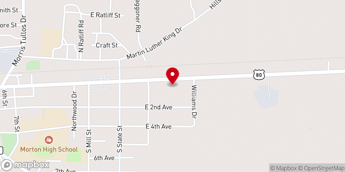Map showing location of Morton Church of Jesus Name
