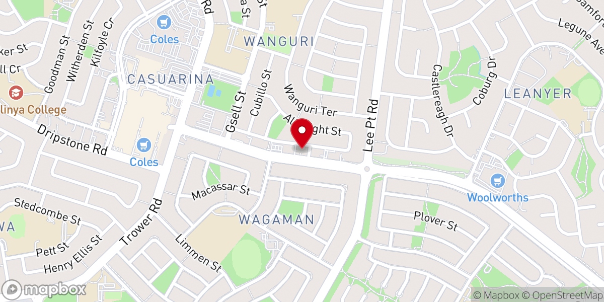 Map showing location of Casuarina Uniting Church