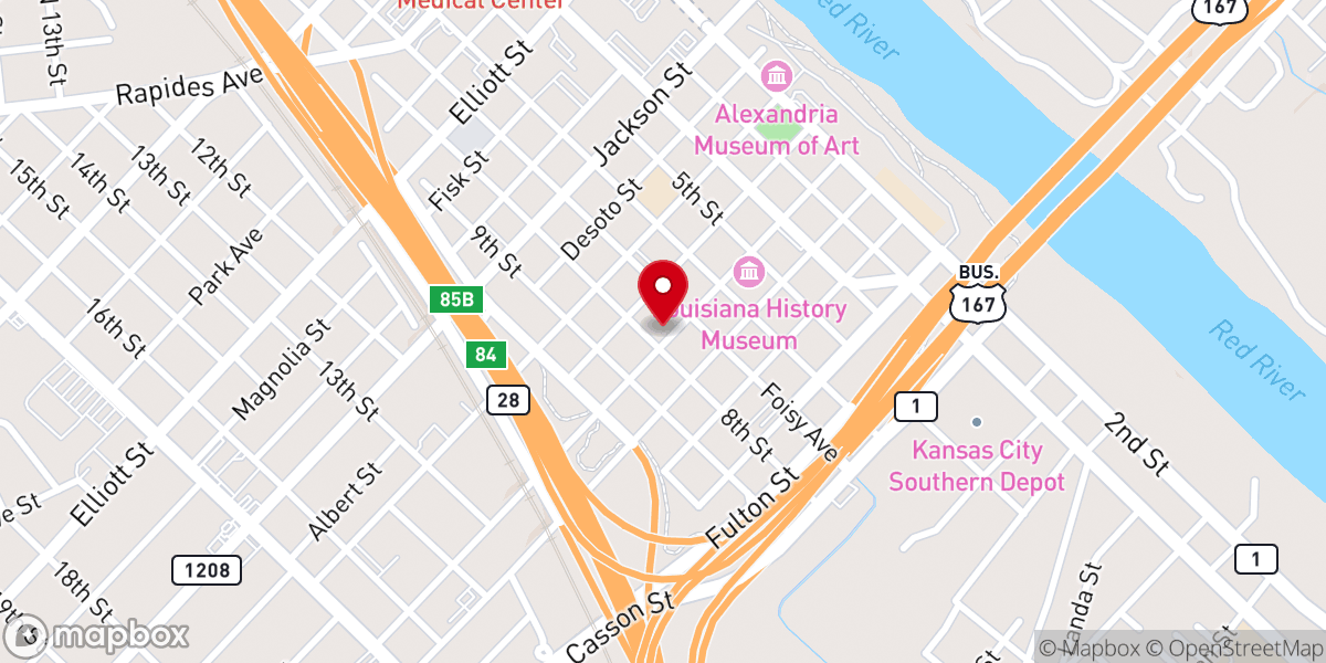 Map showing location of Rapides Parish Civil Service Office