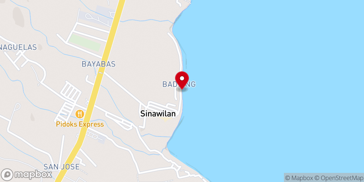 Map showing location of Sinawilan Seventh-Day Aventist Church