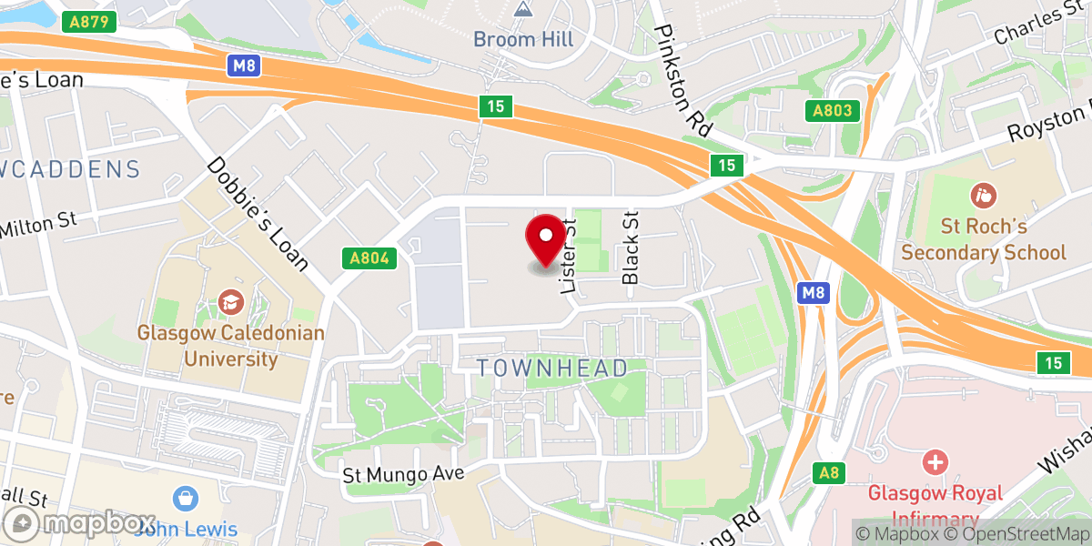 Map showing location of Glasgow Mena Centre