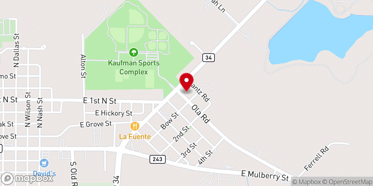 Map showing location of Iglesia de Cristo en Kaufman