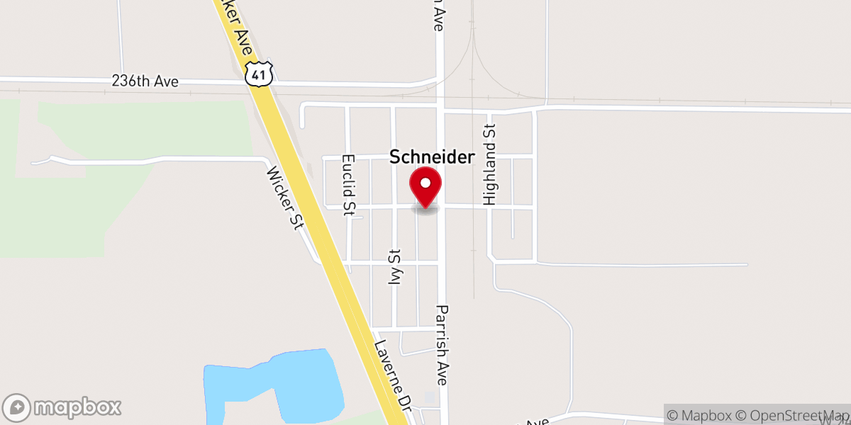 Map showing location of Schneider Town Hall