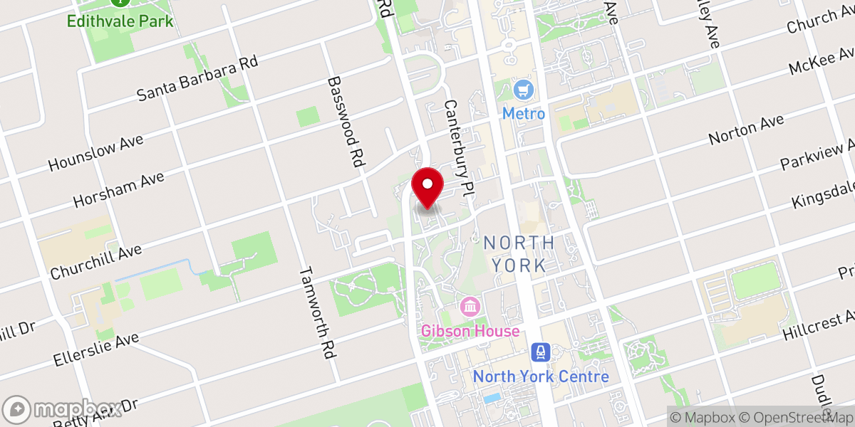 Map showing location of Willowdale Presbyterian Church