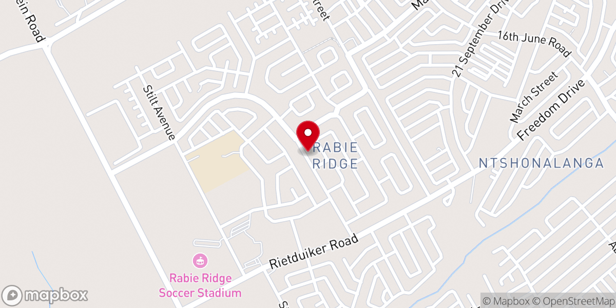 Map showing location of All Saints Anglican Church Rabie Ridge