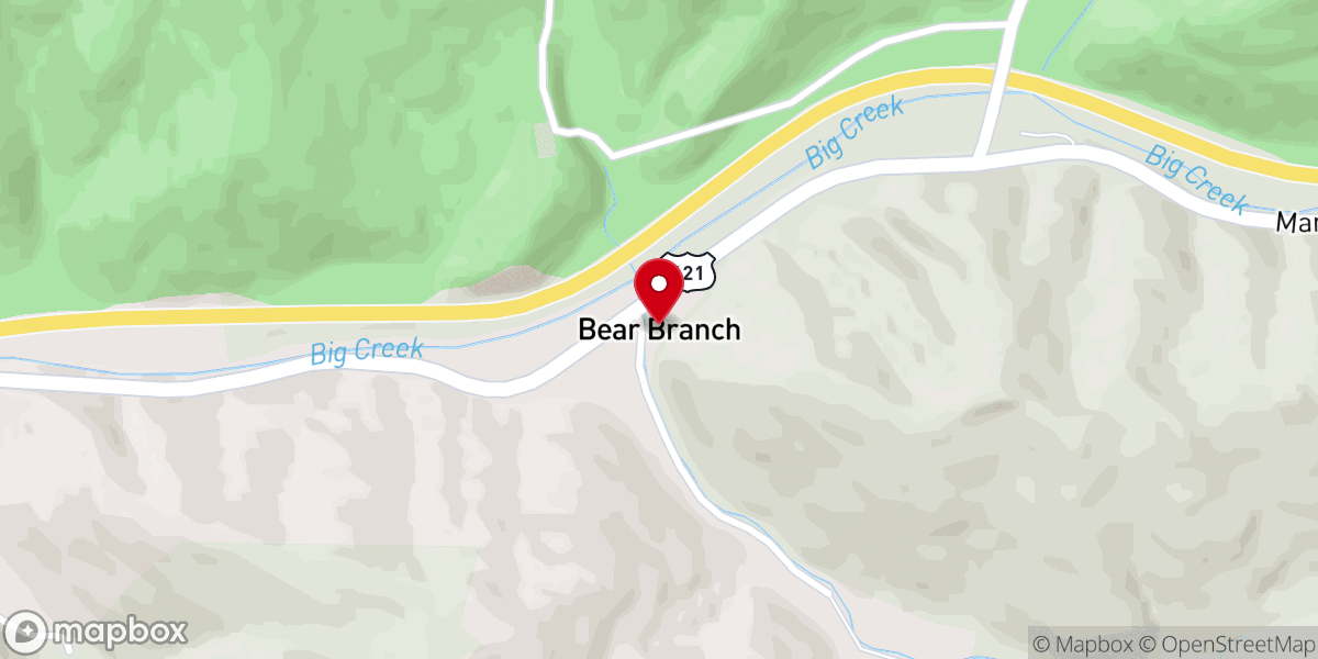 Map showing location of Bear Branch