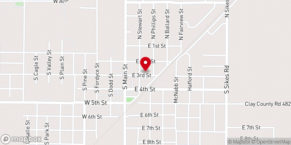 Map showing location of Rector Family Life Center