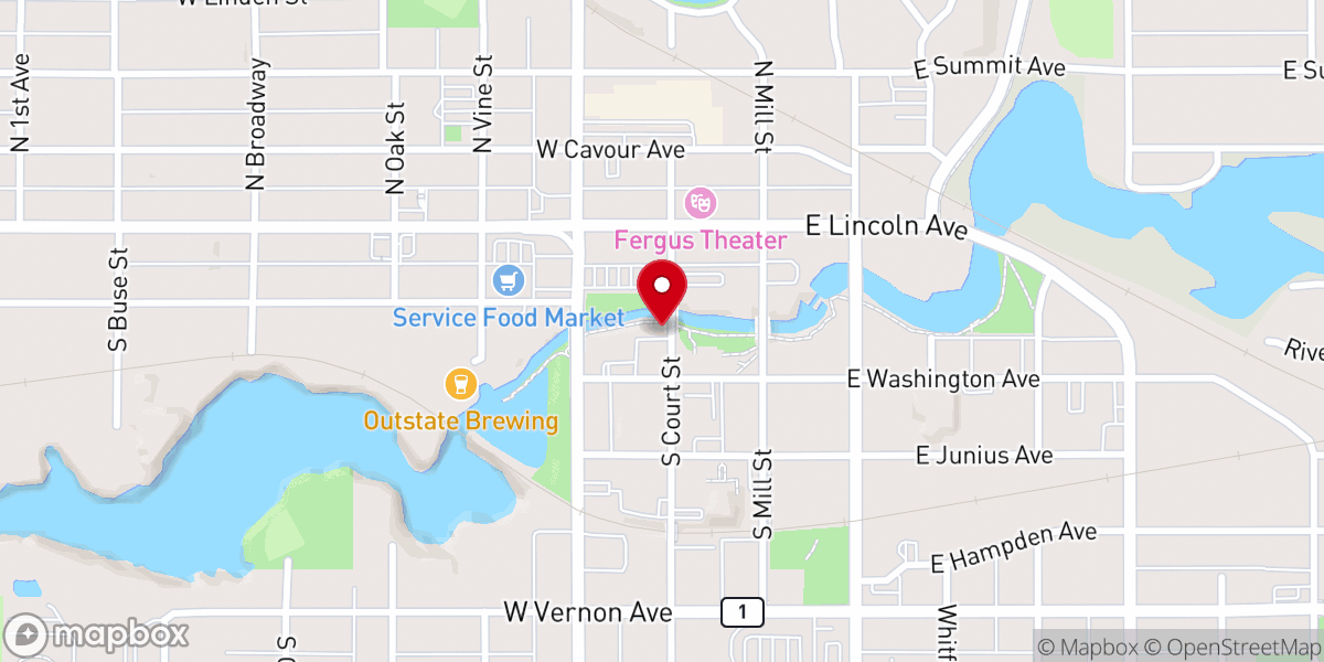 Map showing location of Fergus Falls Area Chamber of Commerce