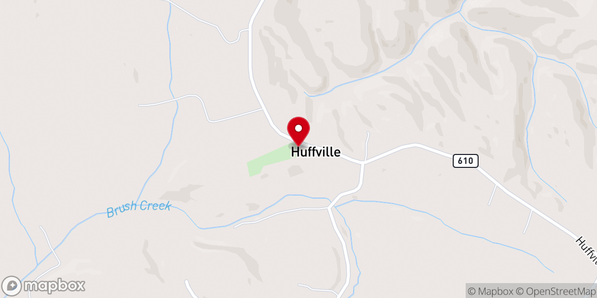 Map showing location of Huffville Church