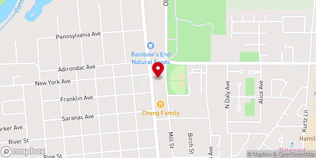 Map showing location of Evans Ace Hardware