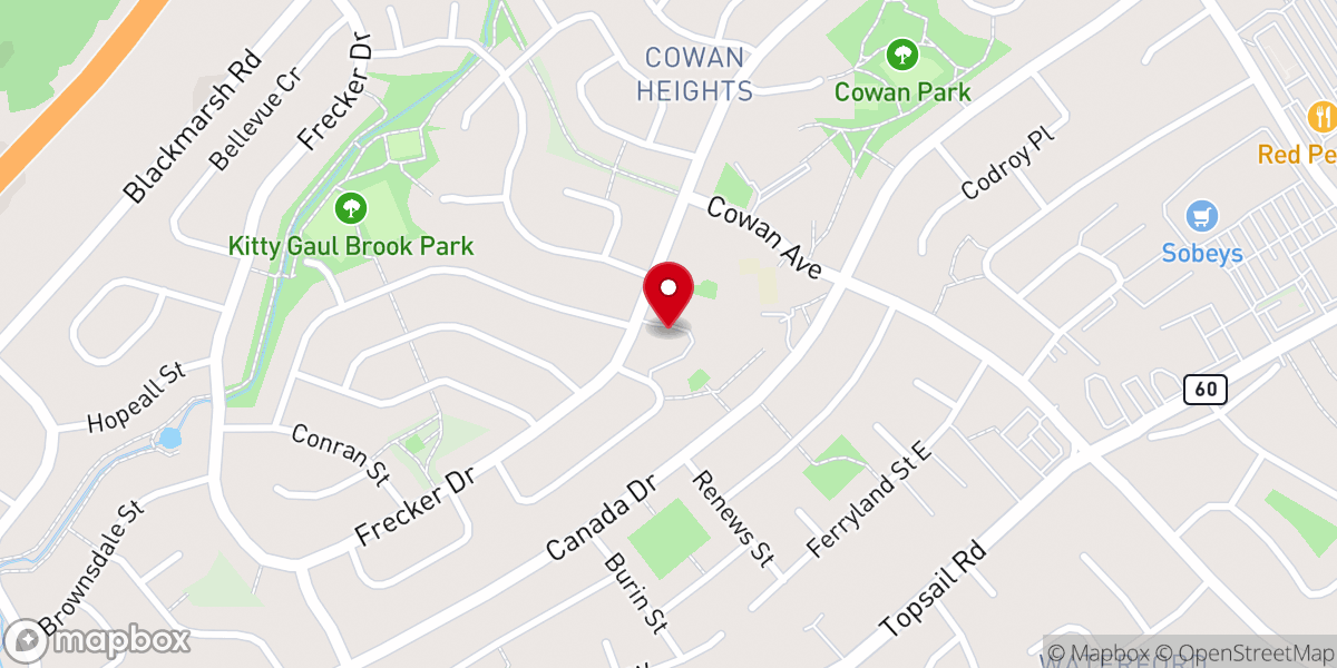Map showing location of Cowan Heights United Church