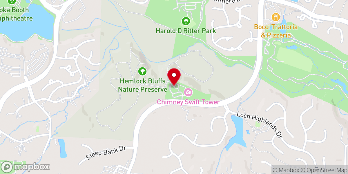 Map showing location of Hemlock Bluffs Nature Preserve