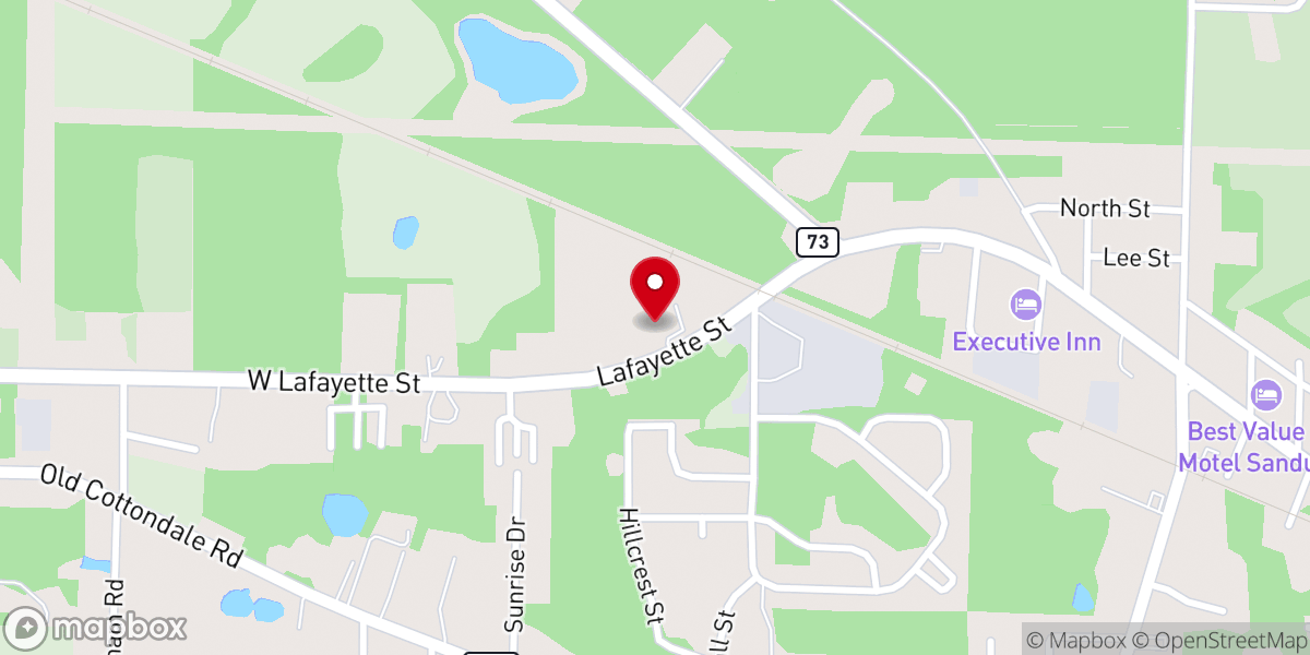 Map showing location of New Hope Baptist Church