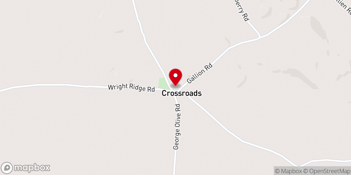 Map showing location of Crossroads Church