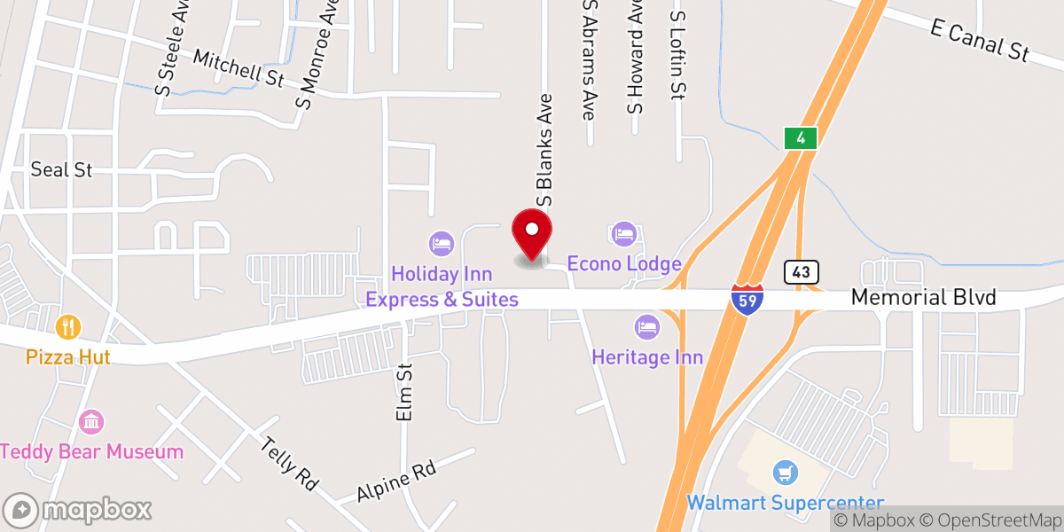 Map showing location of Open Bible Holiness Church
