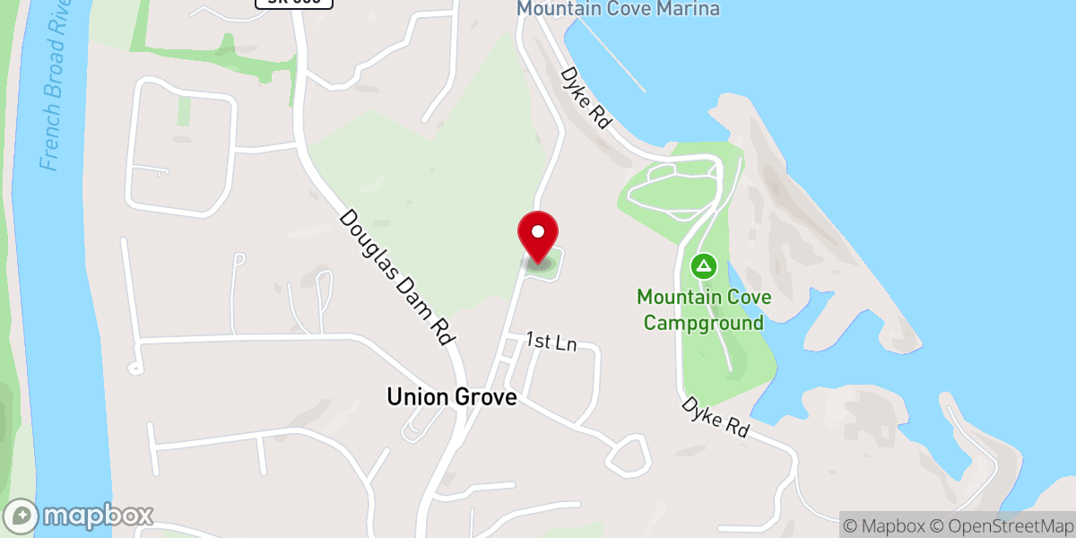 Map showing location of Union Grove Methodist Church