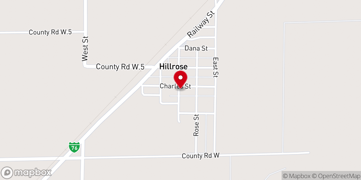 Map showing location of Hillrose Community Church
