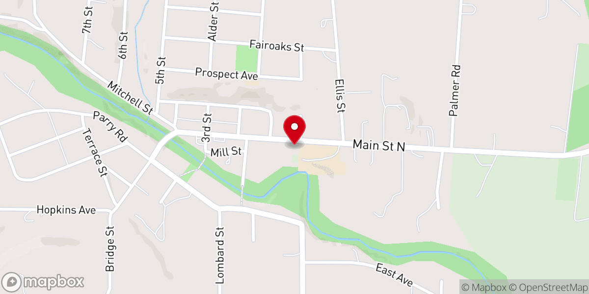 Map showing location of Falls City Seventh-day Adventist Church