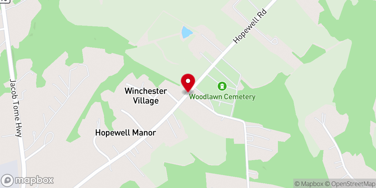 Map showing location of Hopewell United Methodist Church