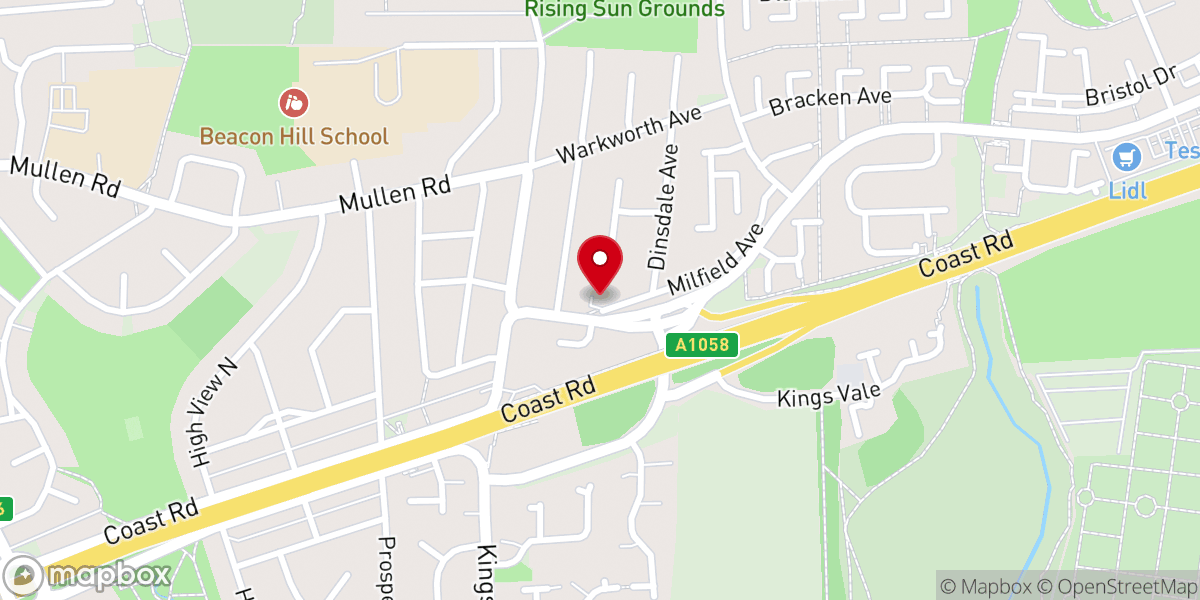 Map showing location of Wallsend Baptist Church