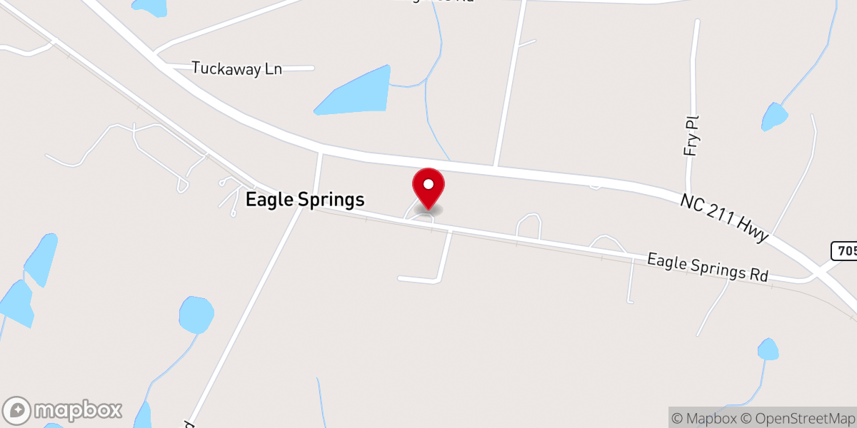 Map showing location of Eagle Springs Baptist Church