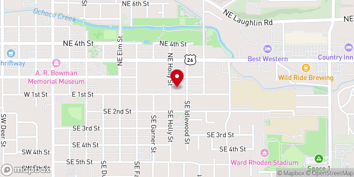Map showing location of Calvary Chapel Prineville