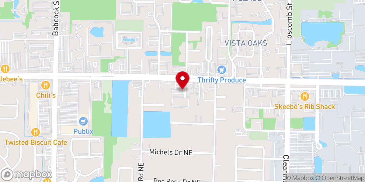 Map showing location of Iglesia de Cristo Ebenezer Palm Bay